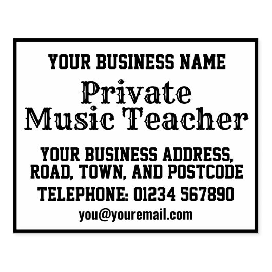 Tampons Encreurs Professeur de musique privé avec nom, adresse, etc (Impression)