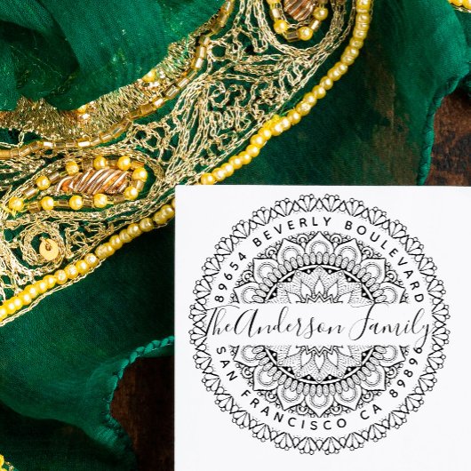 Tampons Encreurs Prosperity Mandala Adresse de retour personnalisée