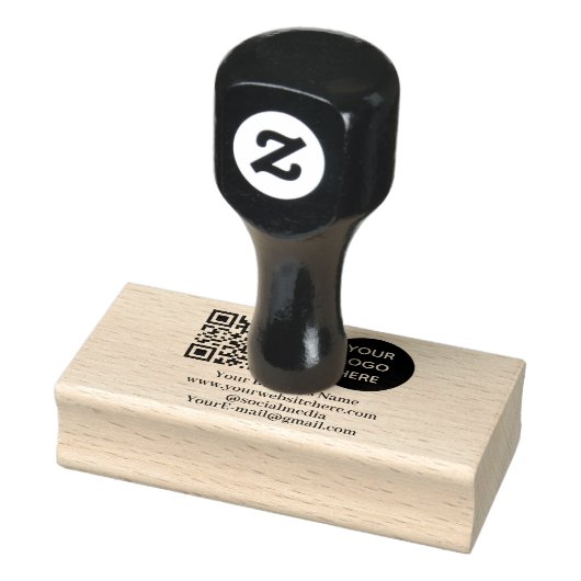 Tampons Encreurs QR Code Business Logo Professionnel Moderne Noir (Tampon)
