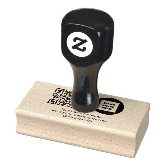 Tampons Encreurs QR Code Business Logo Professionnel Moderne Noir (Tampon)