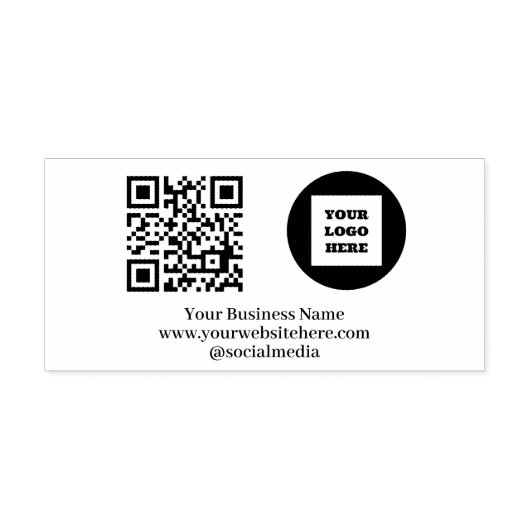 Tampons Encreurs QR Code Business Logo Professionnel Moderne Noir (Impression)