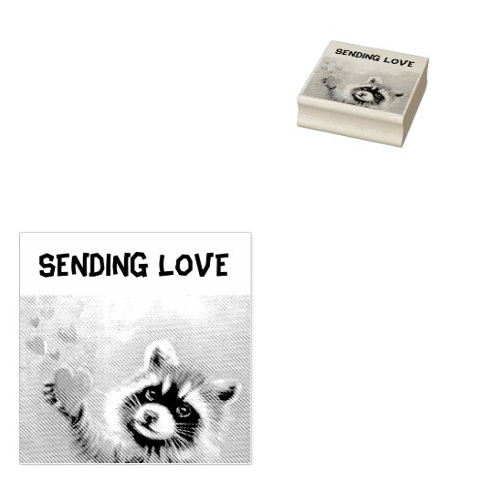 Tampons Encreurs Raccoon Envoi Amour Timbre en caoutchouc (Tamponné)