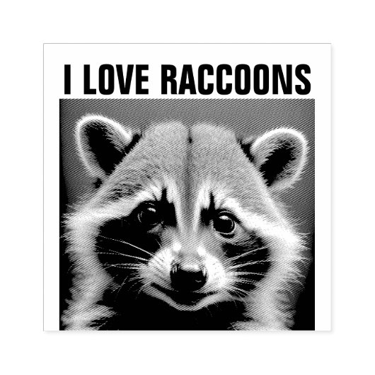 Tampons Encreurs RACCOON 'I LOVE RACCOONS' Timbre en caoutchouc boi (Impression)