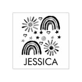 Tampons Encreurs Rainbow Cute Sun Kids Moderne Aquarelle (Impression)
