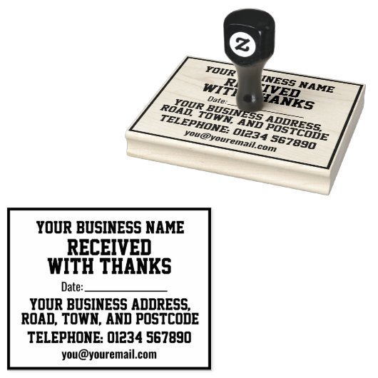 Tampons Encreurs Réçu avec remerciements avec nom, adresse et date (Tamponné)