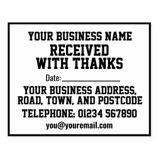 Tampons Encreurs Reçu avec un Merci avec nom, adresse et date (Impression)