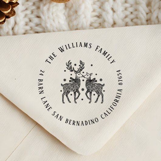 Tampons Encreurs Reindeer Couple Scarts & Snow Name Adresse de reto