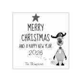 Tampons Encreurs Reindeer Noël Nouvel An Funny Tree 2025 Caoutchouc (Impression)