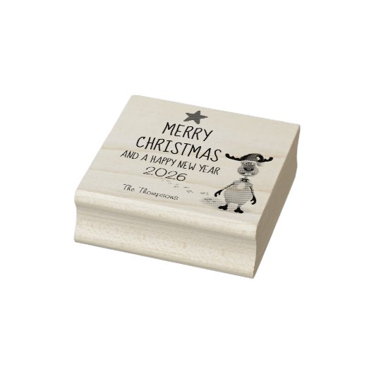 Tampons Encreurs Reindeer Noël Nouvel An Funny Tree 2025 Caoutchouc (Tampon)