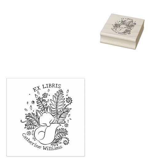 Tampons Encreurs Renard botanique mignon, Ex Libris de bibliothèque (Tamponné)