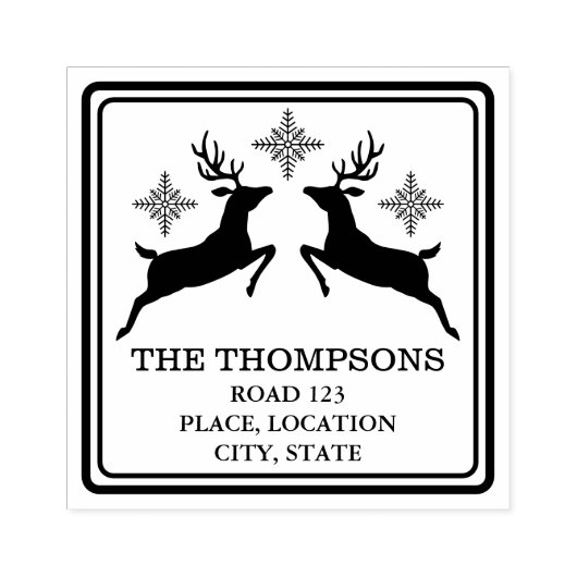 Tampons Encreurs Rennes Et Snowflakes Avec Informations D'Adresse P (Impression)