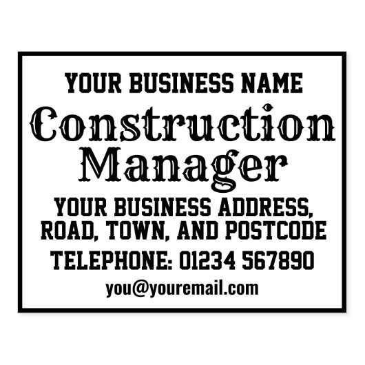 Tampons Encreurs Responsable de construction avec nom, adresse, etc (Impression)