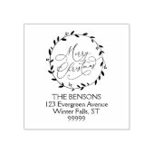 Tampons Encreurs Retour Adresse Joyeux Noël Calligraphie couronne (Impression)