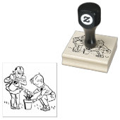 Tampons Encreurs Retro 1950 Enfants plantant des fleurs mignonnes (Tamponné)