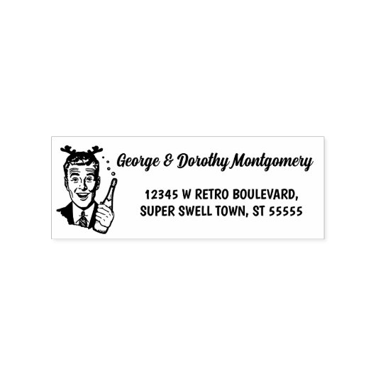 Tampons Encreurs Retro Christmas 1950s Nom de l'homme et adresse de (Impression)