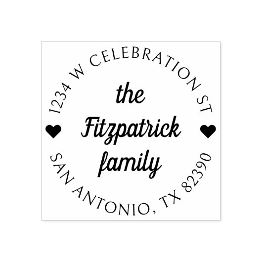 Tampons Encreurs Retro Script Nom de famille Ronde Adresse de retou (Impression)