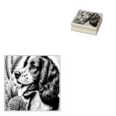 Tampons Encreurs Retro Welsh Springer espagnol Brown Art blanc (Tamponné)