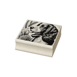 Tampons Encreurs Retro Welsh Springer espagnol Brown Art blanc