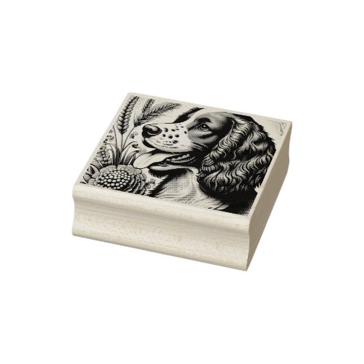 Tampons Encreurs Retro Welsh Springer espagnol Brown Art blanc (Tampon)