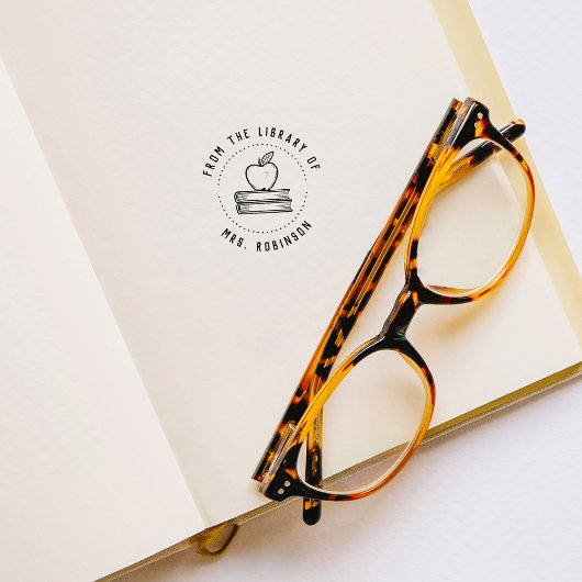 Tampons Encreurs Rond Rustique De La Bibliothèque De Teacher Apple