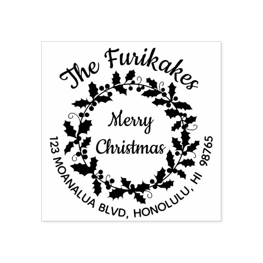 Tampons Encreurs Ronde Noël Adresse de retour Timbre en caoutchouc (Impression)