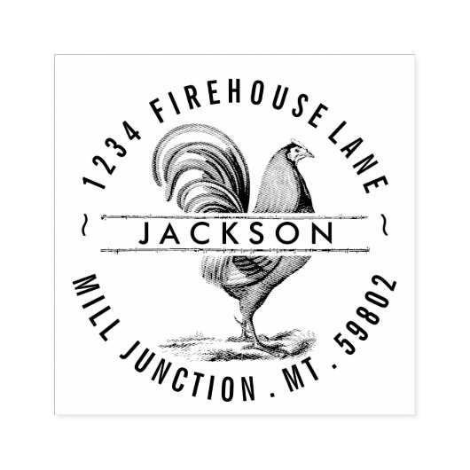 Tampons Encreurs Rooster En Cercle Retourner Adresse Timbre (Impression)