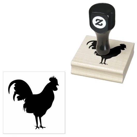 Tampons Encreurs Rooster Silhouette Design Timbre en bois (Tamponné)