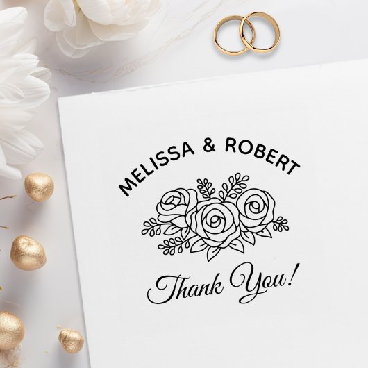 Tampons Encreurs Rose Bouquet Merci Mariage