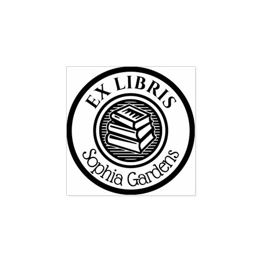 Tampons Encreurs Round Ex Libris empilés Livres Motif (Impression)