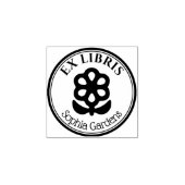 Tampons Encreurs Round Ex Libris - Motif Fleur et Feuille (Impression)