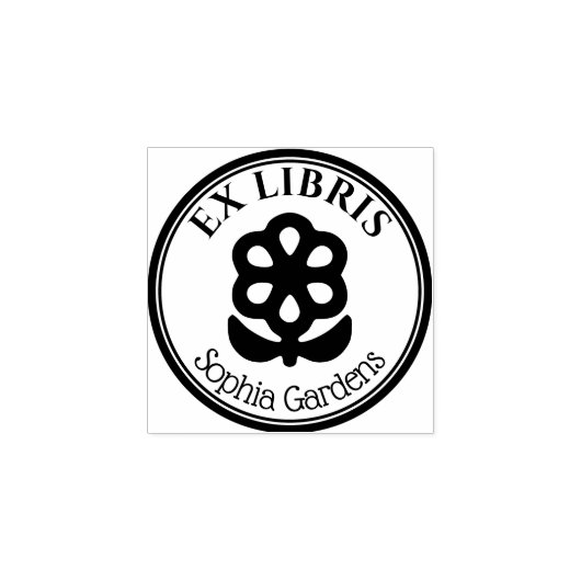 Tampons Encreurs Round Ex Libris - Motif Fleur et Feuille (Impression)