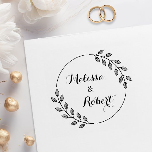 Tampons Encreurs Round Leaves Wreath Custom Names