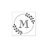 Tampons Encreurs Round Leaves Wreath Monogram Initial 1x1 (Impression)
