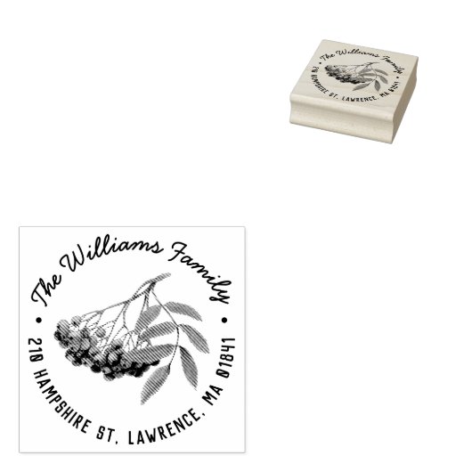 Tampons Encreurs Rowan Berry Branch Adresse de retour Timbre (Tamponné)
