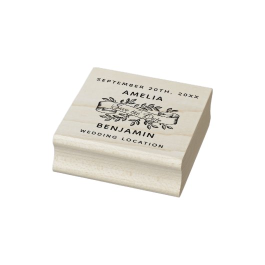 Tampons Encreurs Ruban de script rustique Enregistrer le Mariage de (Tampon)