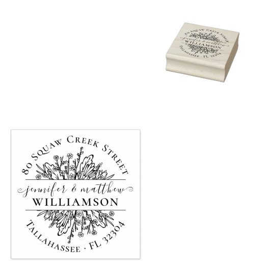 Tampons Encreurs Russe Fleurs sauvages mariés Couple Adresse de ret (Tamponné)