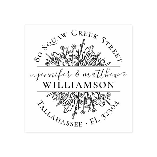 Tampons Encreurs Russe Fleurs sauvages mariés Couple Adresse de ret (Impression)