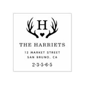 Tampons Encreurs Rustic Antlers Monogram Nom de famille Adresse de  (Impression)