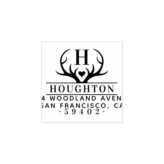 Tampons Encreurs Rustic Antlers Nom de famille Monogramme Adresse d (Impression)