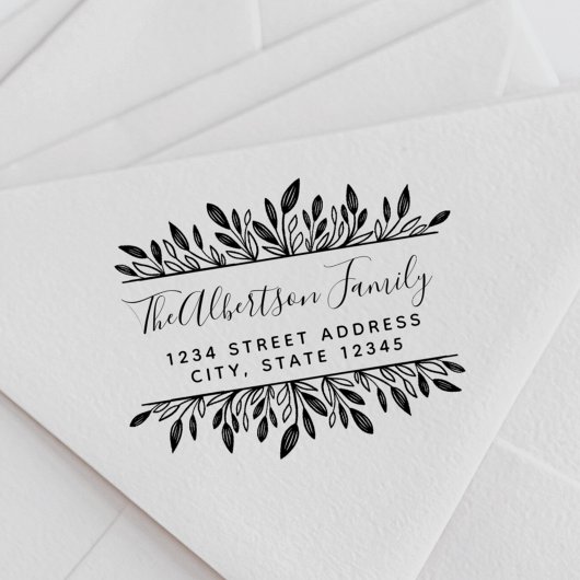 Tampons Encreurs Rustic Botanical Nom de famille Adresse de retour