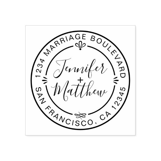 Tampons Encreurs Rustic Chic Monogramme Noms Arrondi Adresse de ret (Impression)
