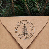 Tampons Encreurs Rustic Christmas Pine Tree Return Address Round