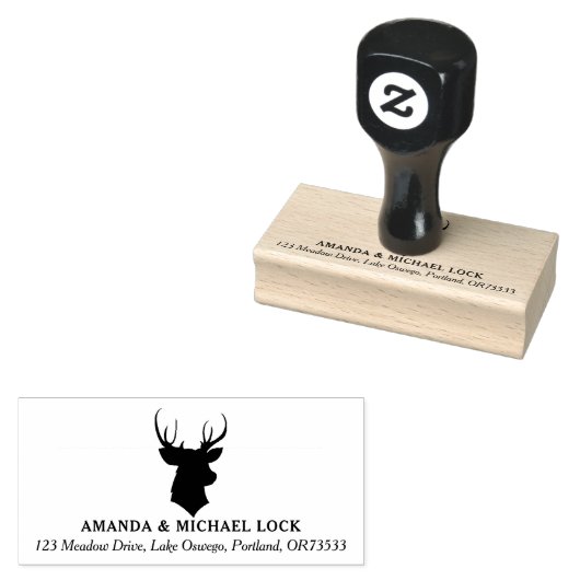 Tampons Encreurs Rustic Deer Head Mariage Adresse de retour (Tamponné)