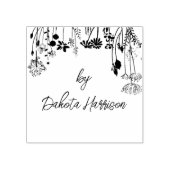 Tampons Encreurs Rustic Floral Modern Script Custom Name Signature (Impression)