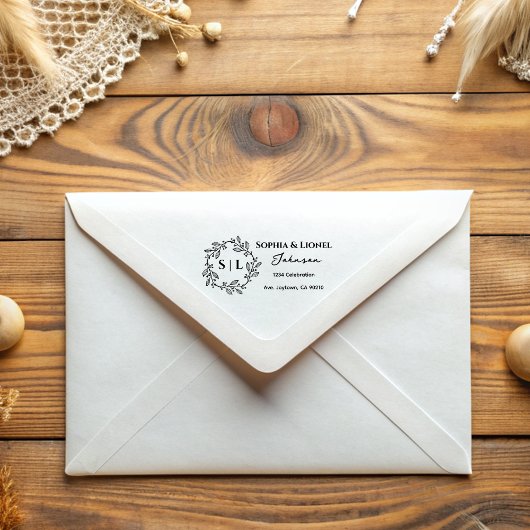 Tampons Encreurs Rustic Floral Wreath Adresse de retour