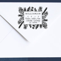 Rustic Handwriting Pine Needles Adresse de retour