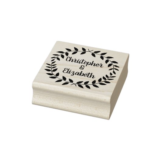 Tampons Encreurs Rustic Laurel Wreath | Nom du script Mariage simpl (Tampon)