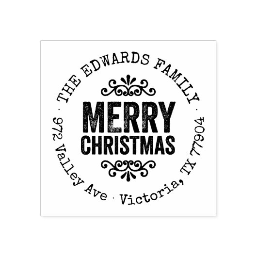 Tampons Encreurs Rustic Merry Christmas Return Address (Impression)