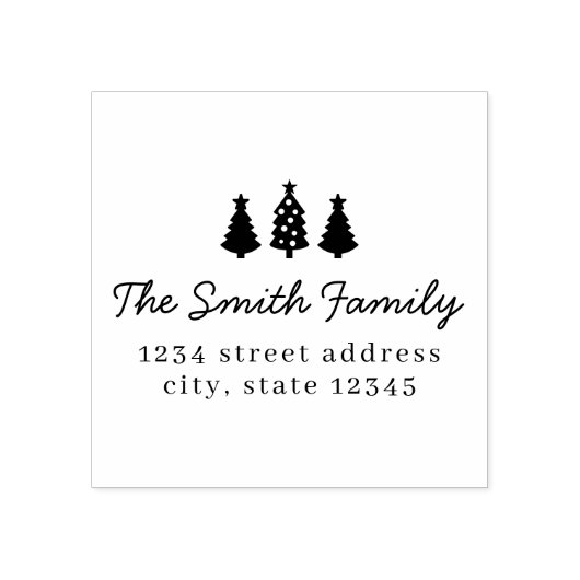 Tampons Encreurs Rustic Modern Christmas Trees Return Address (Impression)