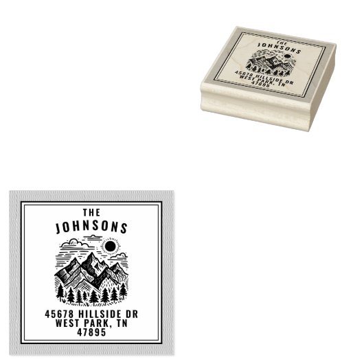 Tampons Encreurs Rustic Modern Mountains Custom (Tamponné)
